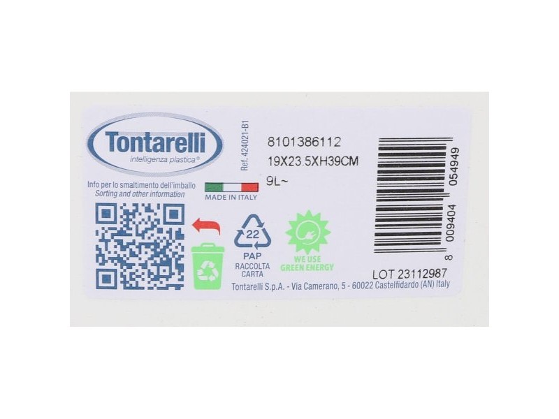 Кошче за боклук Tontarelli Aurora Бял 9L С капак (12 броя) Кошче за боклук Tontarelli Aurora Бял 9L С капак (12 броя)