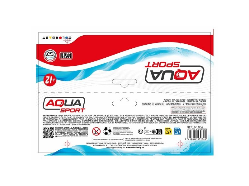Очила за Гмуркане с Детски Шнорхел Colorbaby Aqua Sport възрастни (6 броя)