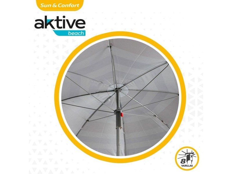 Плажен чадър Aktive Син Червен Многоцветен Сребрист Ø 160 cm 160 x 167 x 160 cm (12 броя)