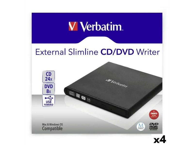 Външно записващо устройство Verbatim Slimline CD/DVD Черен