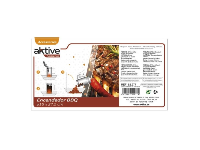 Портативно барбекю Aktive 16 x 27,5 x 16 cm (4 броя)