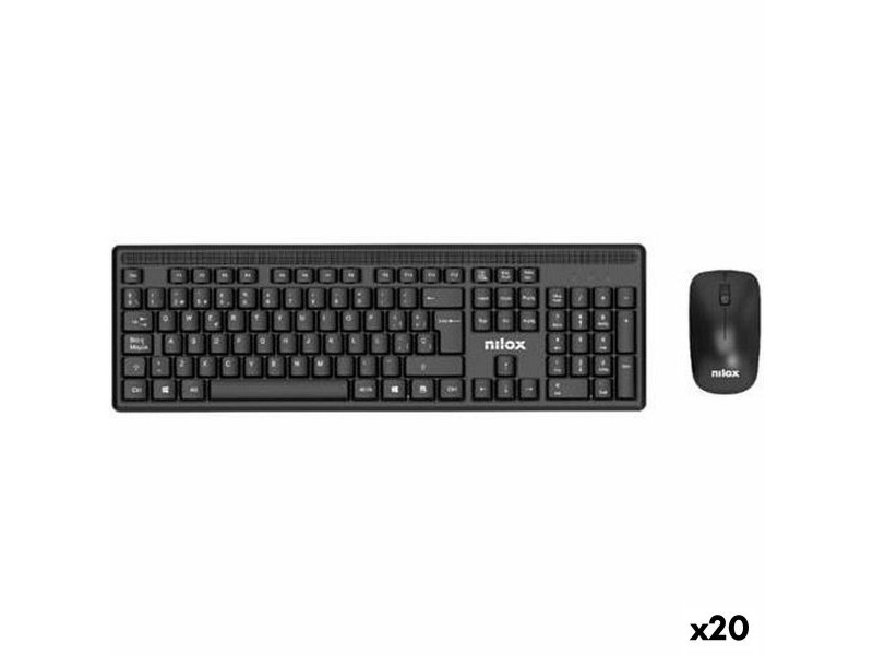 Клавиатура с мишка Nilox Черен Испанска Qwerty (20 броя)