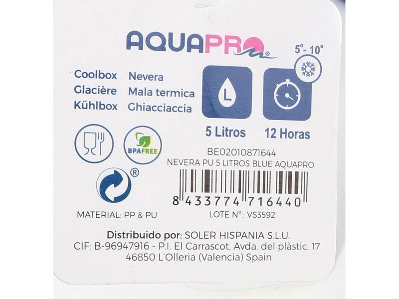Преносима Хладилна Чанта Aquapro Blue Син 28 x 21,5 x 19 cm (6 броя)