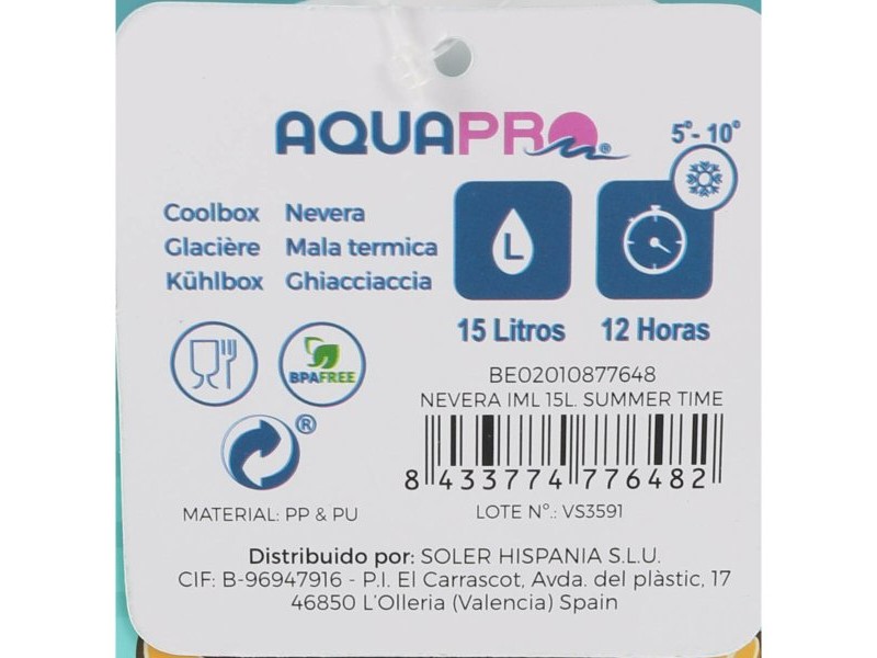 Преносима Хладилна Чанта Aquapro Summer Time Многоцветен 15 L (4 броя)
