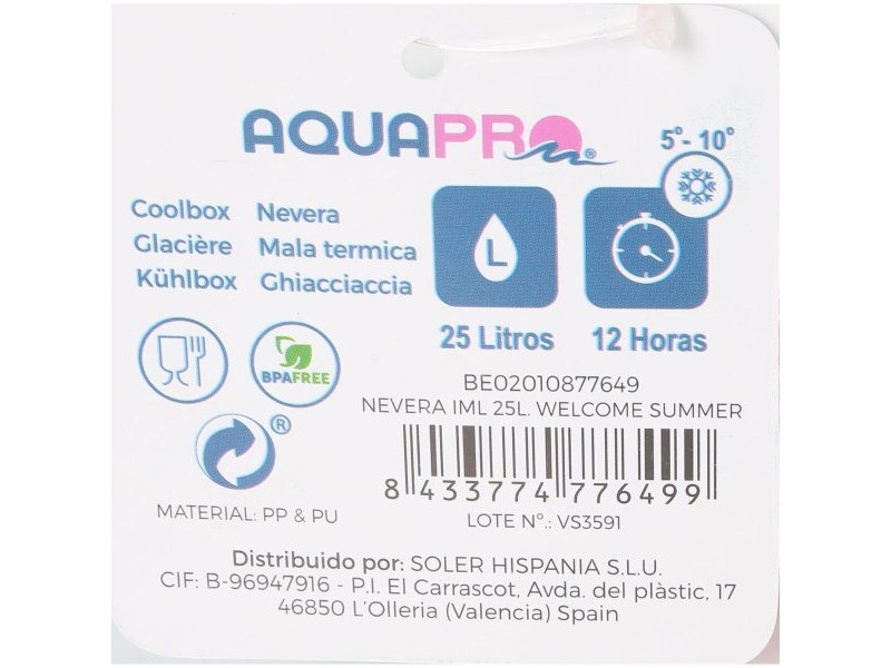 Преносима Хладилна Чанта Aquapro Welcome Summer Многоцветен 25 L 38 x 29 x 39 cm (2 броя)