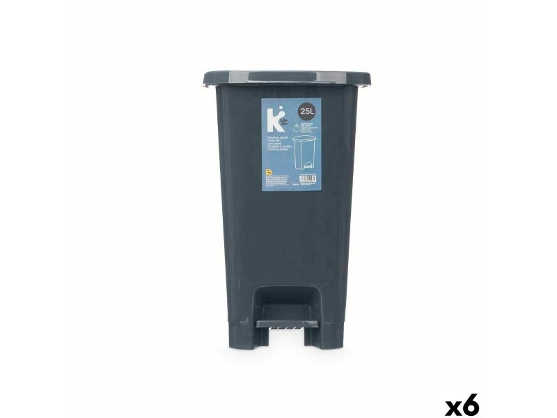 Кошче с педал Антрацит Пластмаса 25 L (6 броя)