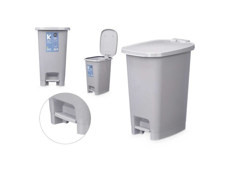 Кошче с педал Сив Пластмаса 25 L (6 броя)