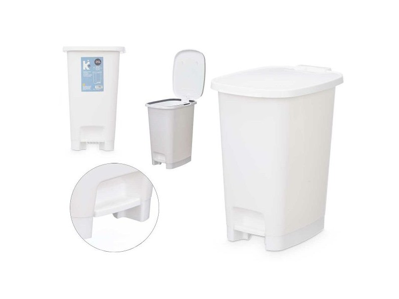 Кошче с педал Бял Пластмаса 25 L (6 броя)