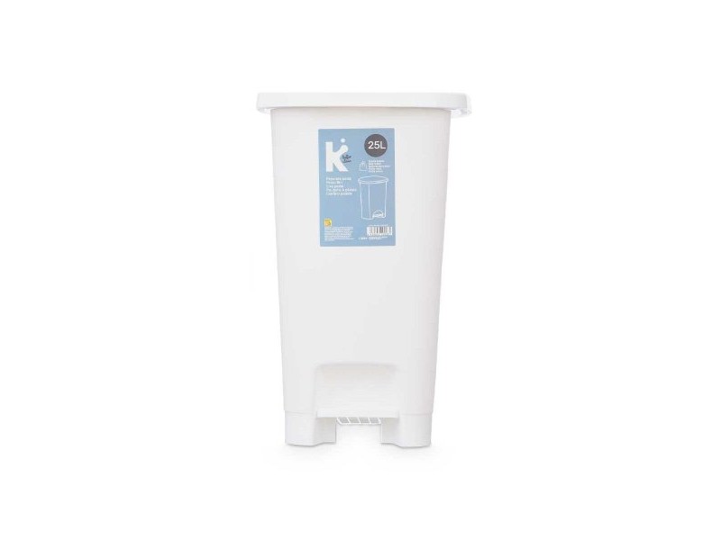 Кошче с педал Бял Пластмаса 25 L (6 броя)