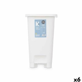 Кошче с педал Бял Пластмаса 25 L (6 броя)
