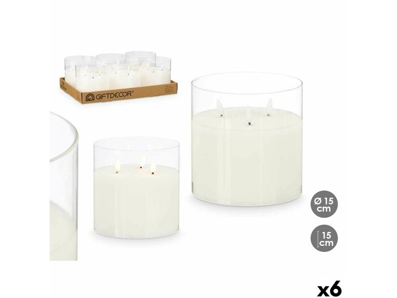 LED Свещ Gift Decor Бял Прозрачен 15 x 15 x 15 cm (AA) (6 броя)
