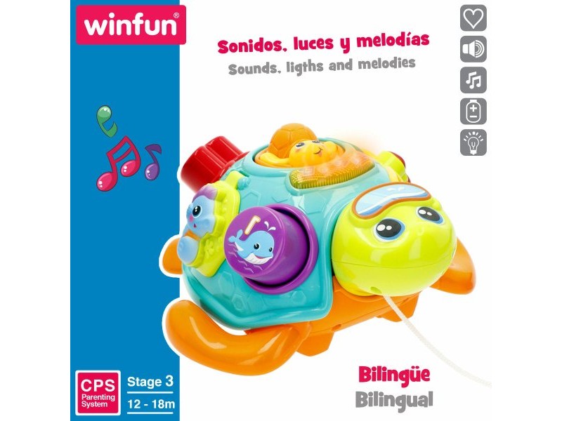 Играчка за дърпане Winfun 23 x 12 x 23 cm Костенурка Многоцветен (2 броя)