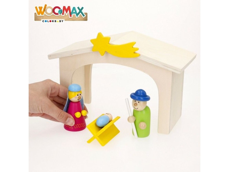 Рождествена Коледна Сцена Woomax Дървен plywood 23 x 16 x 11 cm (4 броя)