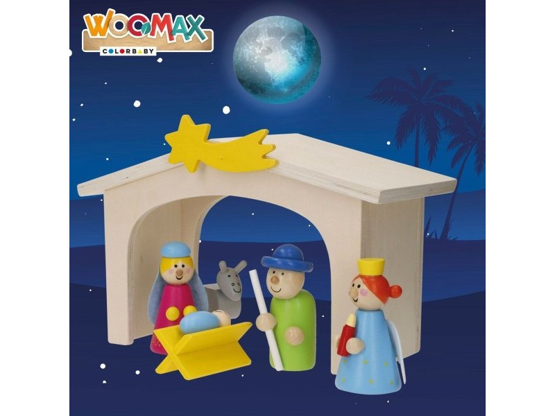 Рождествена Коледна Сцена Woomax Дървен plywood 23 x 16 x 11 cm (4 броя)