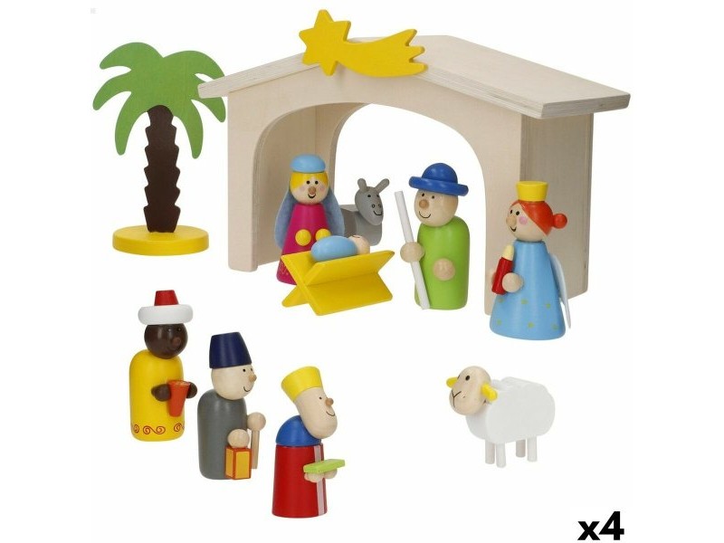 Рождествена Коледна Сцена Woomax Дървен plywood 23 x 16 x 11 cm (4 броя)
