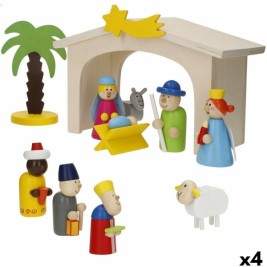 Рождествена Коледна Сцена Woomax Дървен plywood 23 x 16 x 11 cm (4 броя)