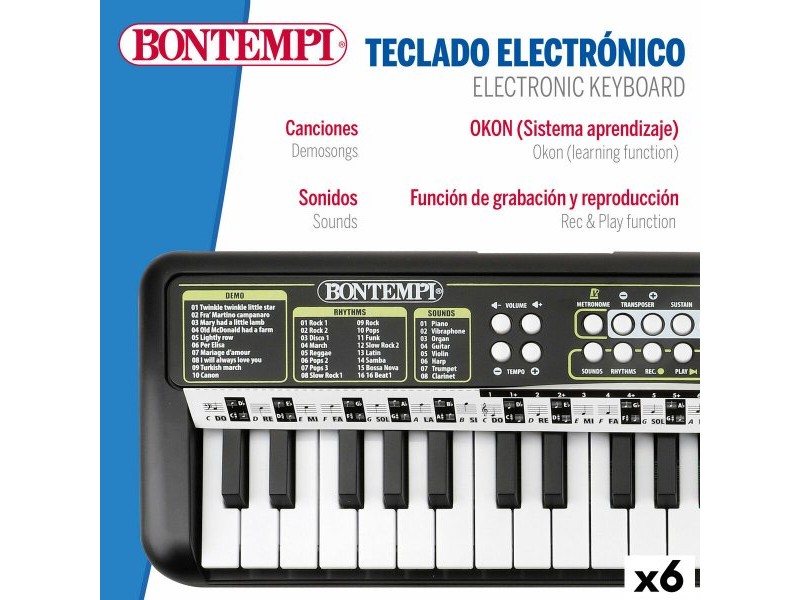 Клавиатура с 37 бутона Bontempi 42 x 4 x 15 cm (6 броя)