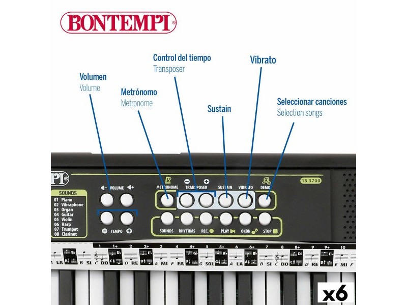 Клавиатура с 37 бутона Bontempi 42 x 4 x 15 cm (6 броя)