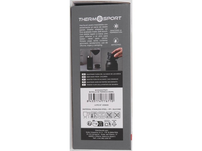Бутилка за вода ThermoSport Неръждаема стомана 350 ml 0,35 L (8 броя)