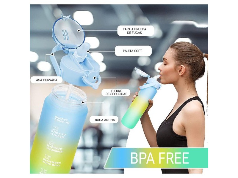 Бутилка за вода Bewinner Многоцветен 800 ml 7,3 x 7,3 x 23,5 (12 броя)
