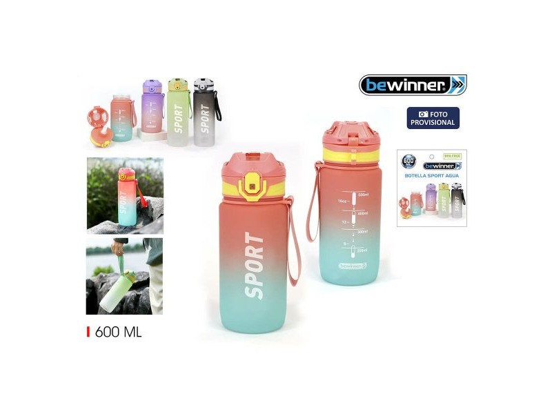 Бутилка за вода Bewinner Многоцветен 600 ml 7,4 x 7,4 x 19 cm (12 броя) Бутилка за вода Bewinner Многоцветен 600 ml 7,4 x 7,4 x 19 cm (12 броя)