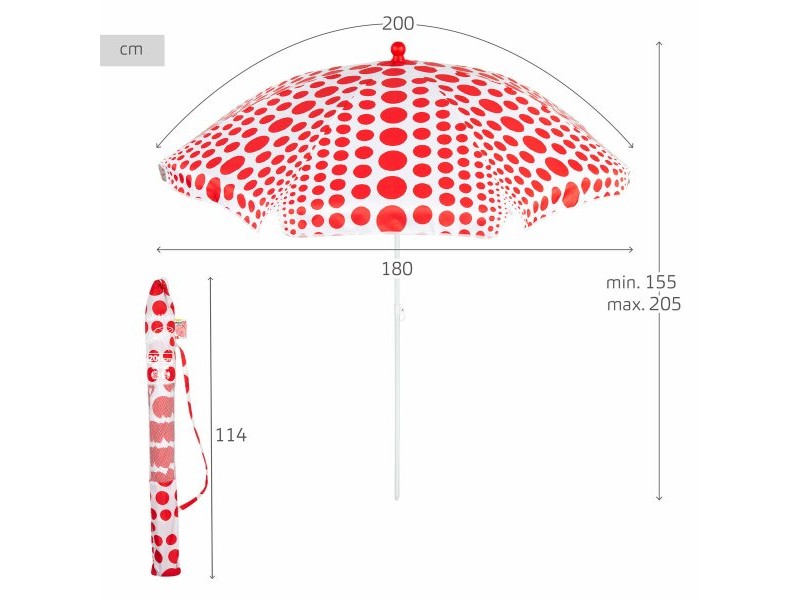 Плажен чадър Aktive Червен 200 x 205 x 200 cm (6 броя)