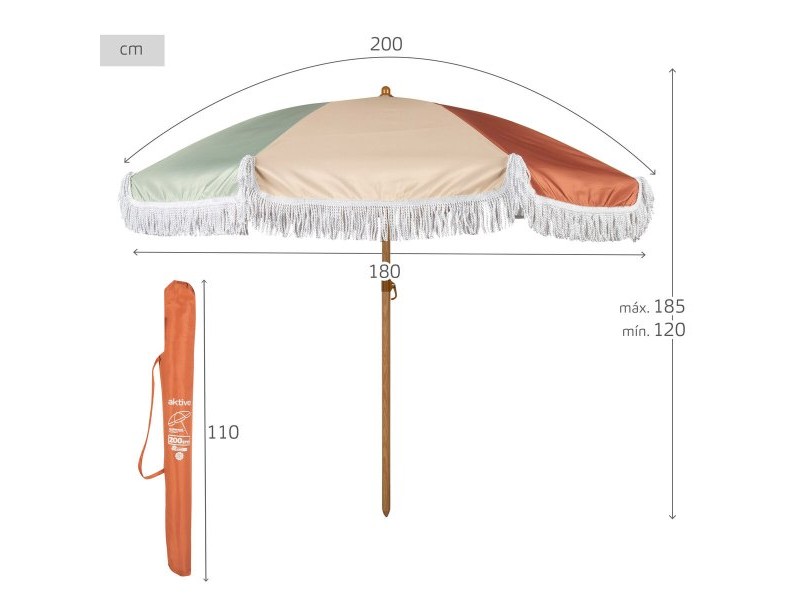 Плажен чадър Aktive Ø 200 cm 200 x 185 x 200 cm (4 броя)