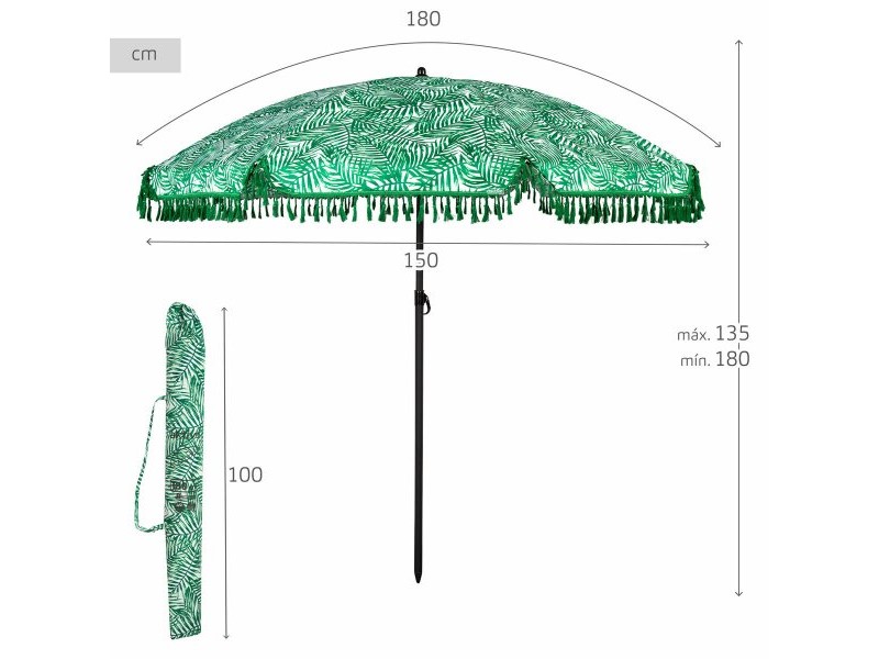 Плажен чадър Aktive Ø 180 cm 180 x 180 x 180 cm (6 броя)