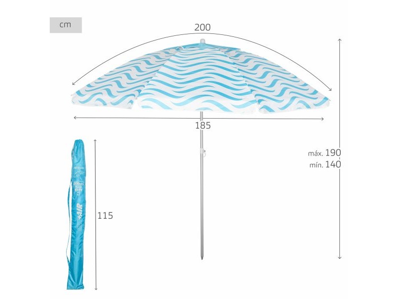 Плажен чадър Aktive Син Ø 200 cm 200 x 190 x 200 cm (6 броя) Плажен чадър Aktive Син Ø 200 cm 200 x 190 x 200 cm (6 броя)