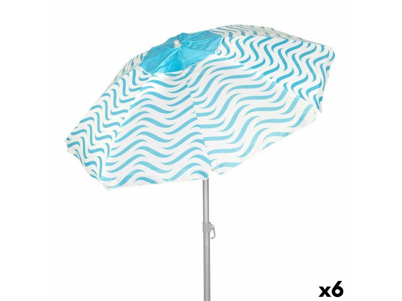 Плажен чадър Aktive Син Ø 200 cm 200 x 190 x 200 cm (6 броя)