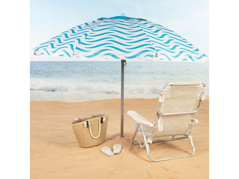 Плажен чадър Aktive Син Ø 220 cm 220 x 200 x 220 cm (6 броя)