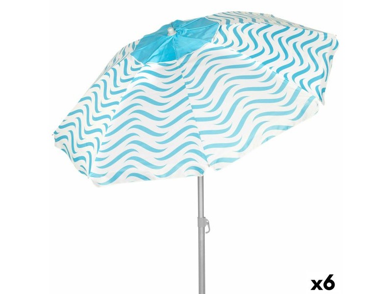 Плажен чадър Aktive Син Ø 220 cm 220 x 200 x 220 cm (6 броя)