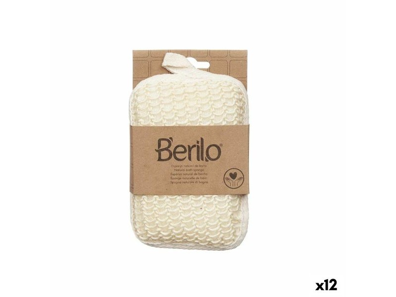 Гъба за Тяло Berilo Бял Бежов 11 x 16,5 x 3 cm (12 броя)