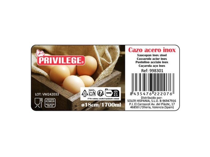 Касерола Privilege Неръждаема стомана 1,7 L (12 броя)
