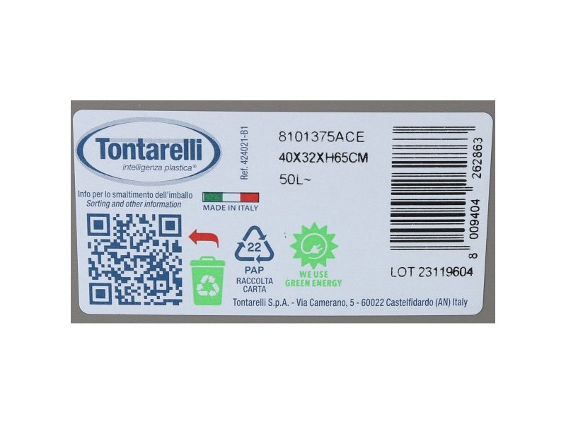 Кошче за боклук Tontarelli Aurora Сив 55 L (6 броя)