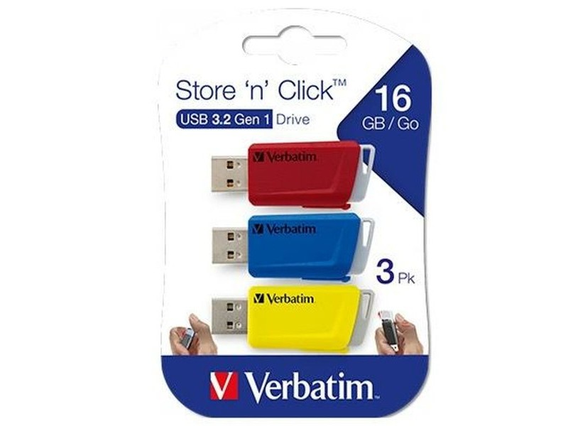 USB стик Verbatim STORE´N´CLICK Многоцветен 16 GB 3 Части (5 броя)