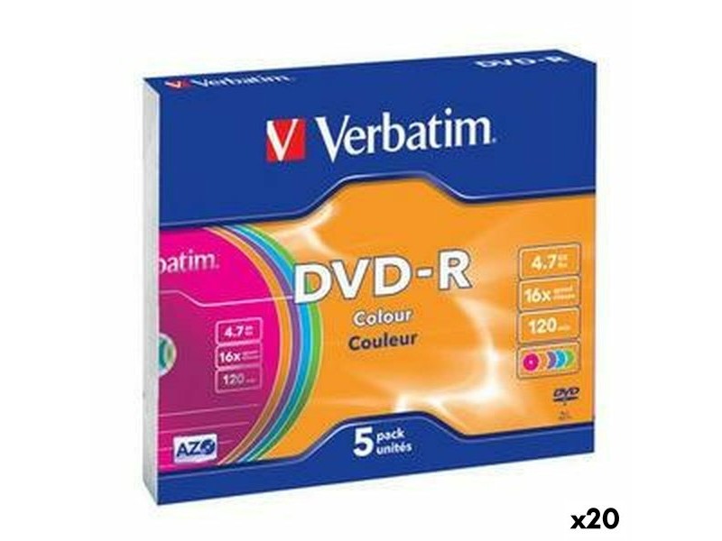 DVD-R Verbatim Colour 4,7 GB 16x 5 Части (20 броя)