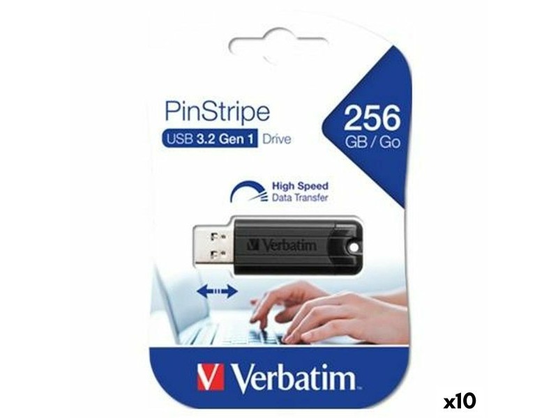 USB стик Verbatim PINSTRIPE Черен 256 GB (10 броя)