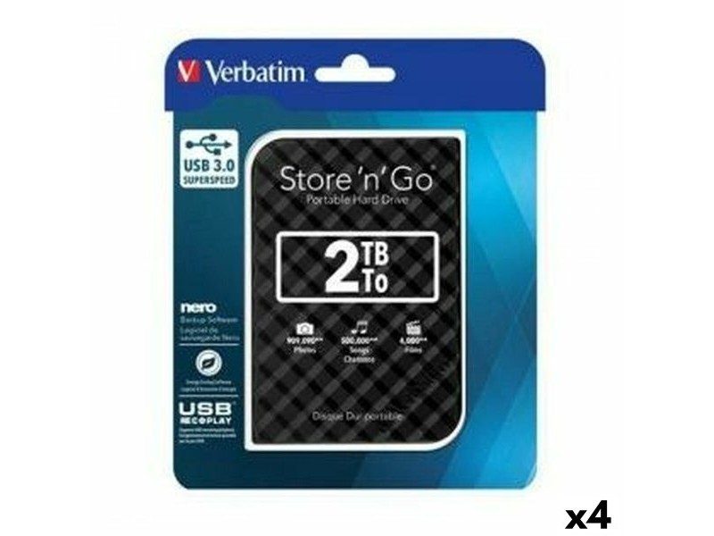 Външен харддиск Verbatim STORE 'N' GO GEN 2 Черен HDD 2 TB (4 броя)
