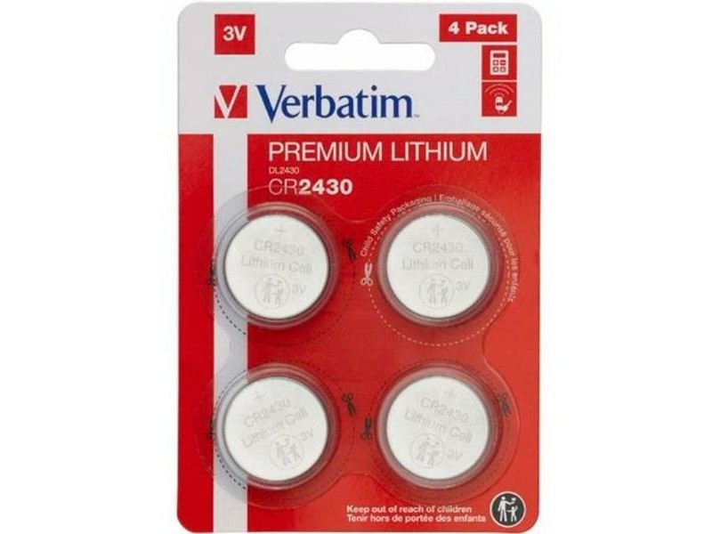 Литиеви кръгли батерии Verbatim 3 V CR2430 4 Части (20 броя)