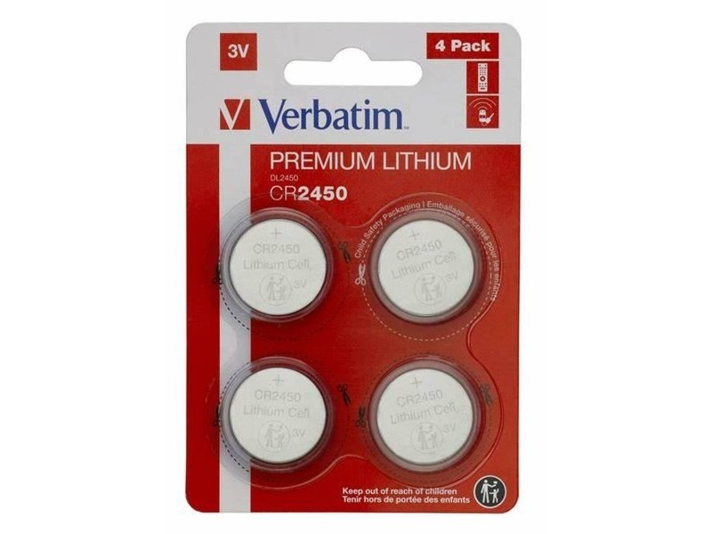 Литиеви кръгли батерии Verbatim CR2450 (4 Части) (20 броя)