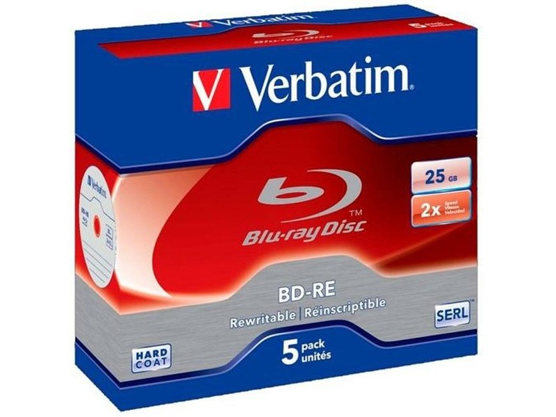 Blu-ray BD-RE Verbatim 25 GB 6x 5 Части (10 броя)