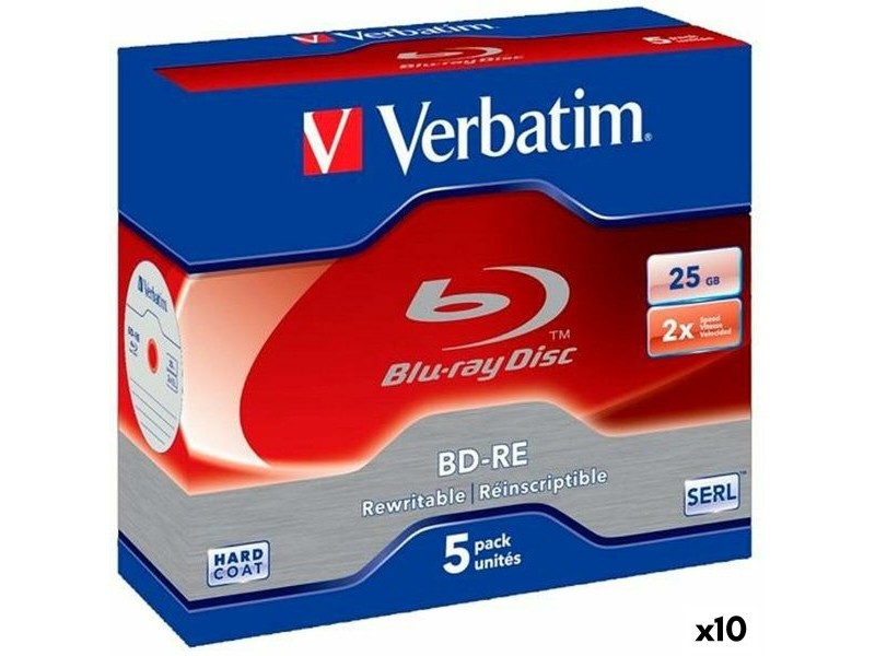 Blu-ray BD-RE Verbatim 25 GB 6x 5 Части (10 броя)