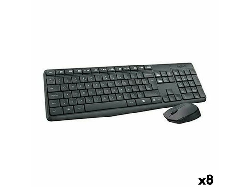 Клавиатура с мишка Logitech MK235 Черен Испанска Qwerty (8 броя)