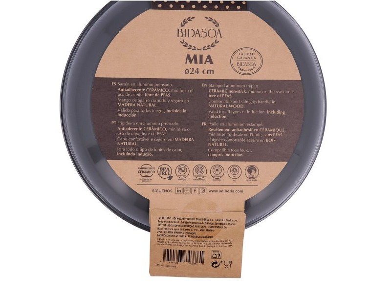 Тиган Bidasoa Mia Сив Метал Ø 24 cm (6 броя)