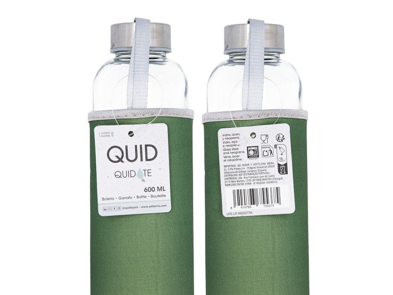 Бутилка за вода Quid Quidate Зелен Cтъкло 600 ml (12 броя)