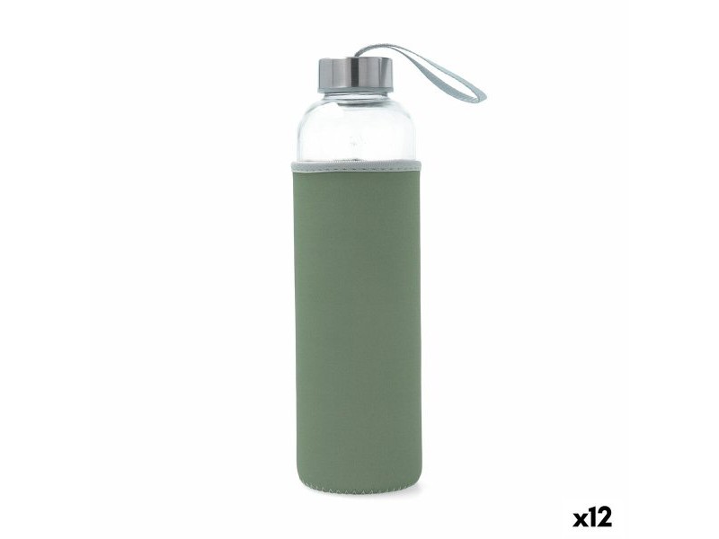 Бутилка за вода Quid Quidate Зелен Cтъкло 600 ml (12 броя)