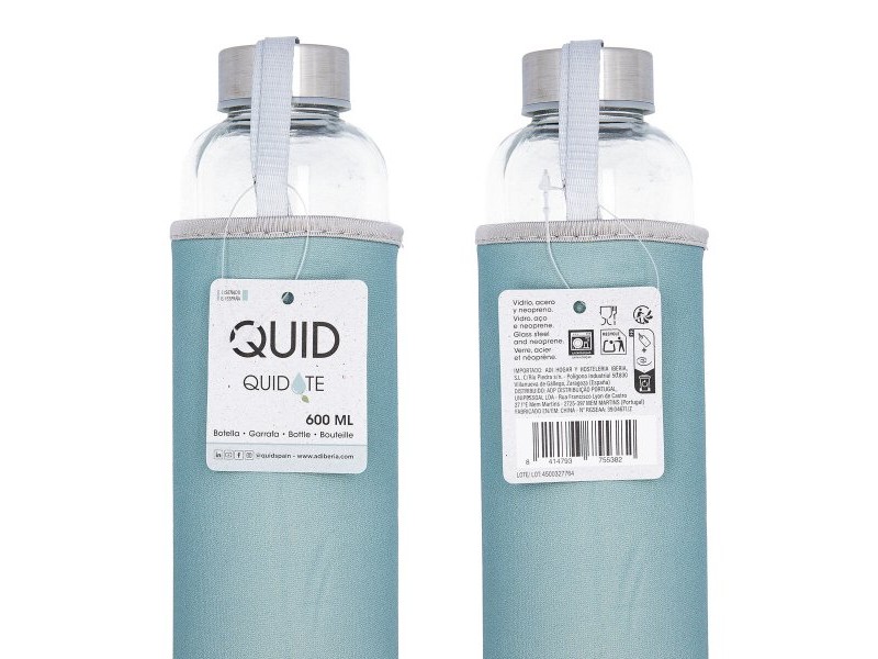 Бутилка за вода Quid Quidate Син Cтъкло 600 ml (12 броя)