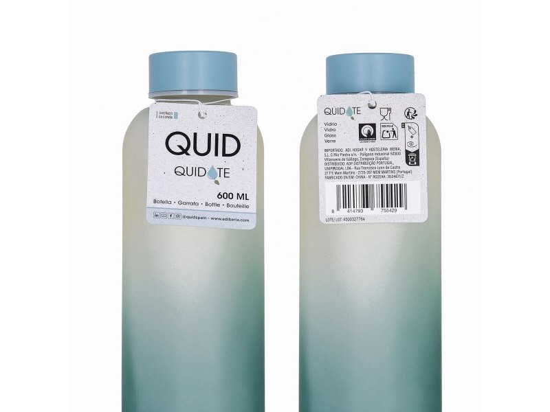 Бутилка за вода Quid Quidate Син Cтъкло 600 ml (12 броя)