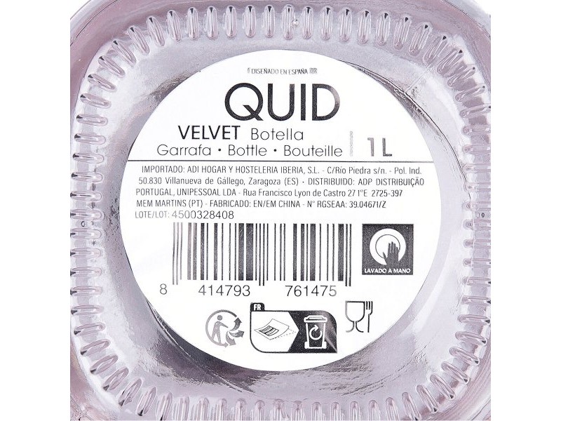 Бутилка за вода Quid Velvet Розов Cтъкло 1 L (12 броя)